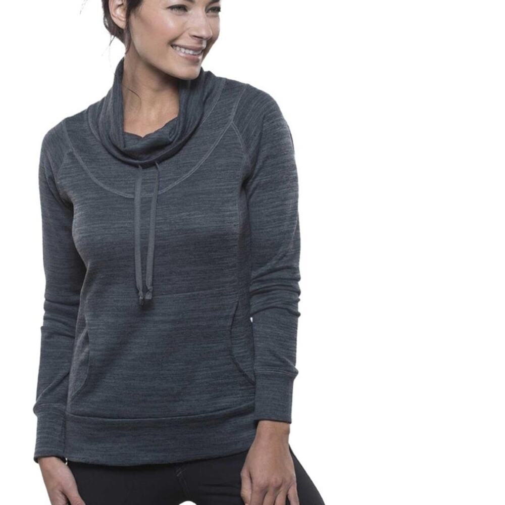 Kuhl Lea Pullover Sweatshirt Womens Large Charcoal Cowl Neck Sporty Gorpcore Top